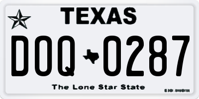 TX license plate DOQ0287
