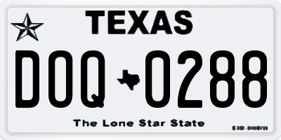 TX license plate DOQ0288