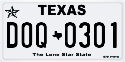 TX license plate DOQ0301