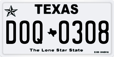 TX license plate DOQ0308