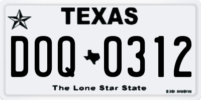 TX license plate DOQ0312