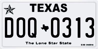 TX license plate DOQ0313