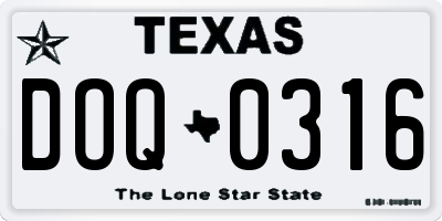 TX license plate DOQ0316