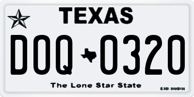 TX license plate DOQ0320