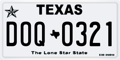 TX license plate DOQ0321