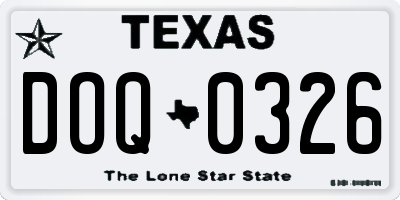 TX license plate DOQ0326