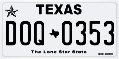 TX license plate DOQ0353