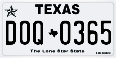 TX license plate DOQ0365