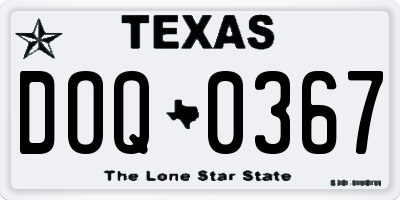 TX license plate DOQ0367