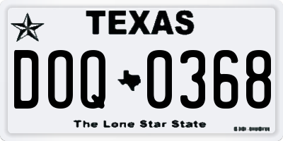 TX license plate DOQ0368