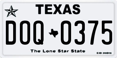 TX license plate DOQ0375