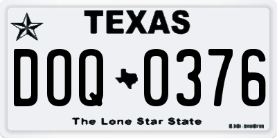 TX license plate DOQ0376