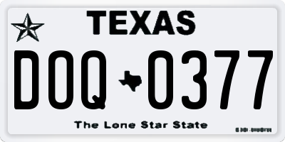 TX license plate DOQ0377