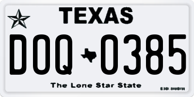 TX license plate DOQ0385