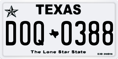 TX license plate DOQ0388