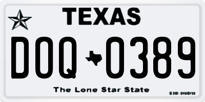 TX license plate DOQ0389