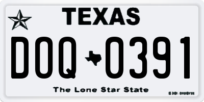 TX license plate DOQ0391