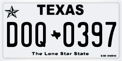 TX license plate DOQ0397