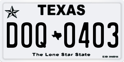 TX license plate DOQ0403