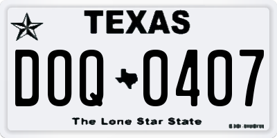 TX license plate DOQ0407