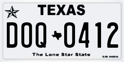 TX license plate DOQ0412