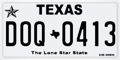 TX license plate DOQ0413