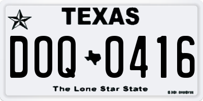 TX license plate DOQ0416