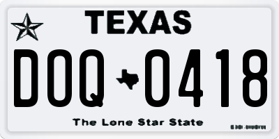 TX license plate DOQ0418