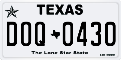 TX license plate DOQ0430