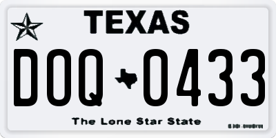 TX license plate DOQ0433
