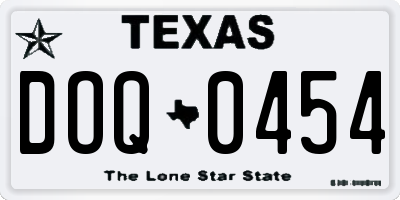 TX license plate DOQ0454