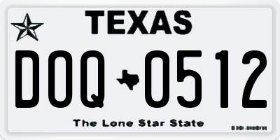 TX license plate DOQ0512