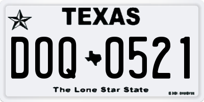 TX license plate DOQ0521