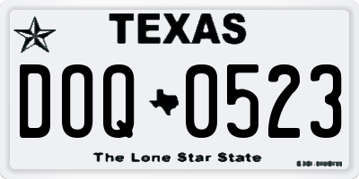 TX license plate DOQ0523