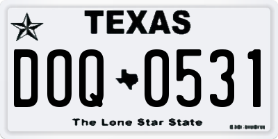 TX license plate DOQ0531