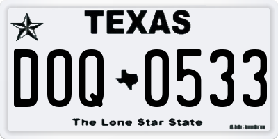 TX license plate DOQ0533