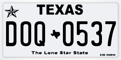 TX license plate DOQ0537