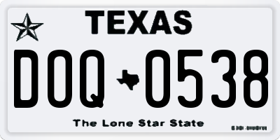 TX license plate DOQ0538