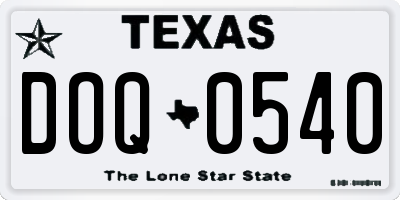 TX license plate DOQ0540