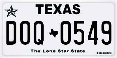TX license plate DOQ0549