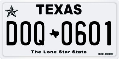 TX license plate DOQ0601