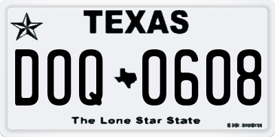 TX license plate DOQ0608