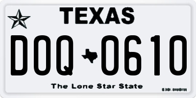 TX license plate DOQ0610