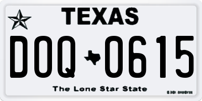 TX license plate DOQ0615