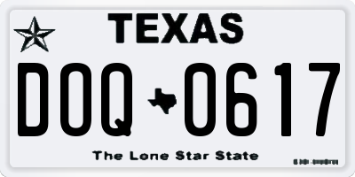 TX license plate DOQ0617