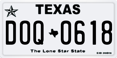 TX license plate DOQ0618