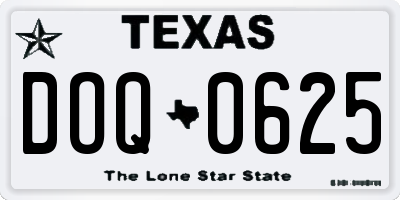 TX license plate DOQ0625