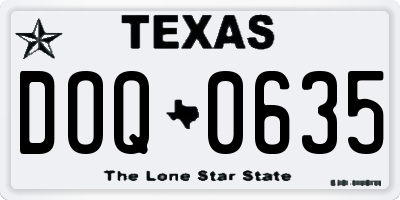 TX license plate DOQ0635
