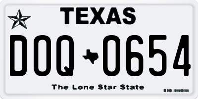 TX license plate DOQ0654