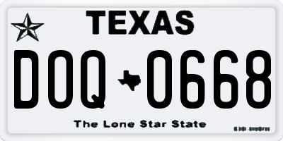 TX license plate DOQ0668